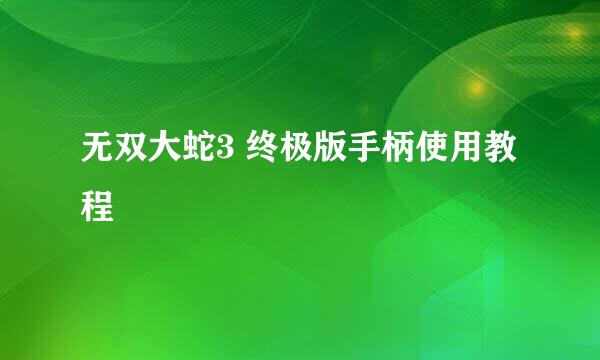 无双大蛇3 终极版手柄使用教程