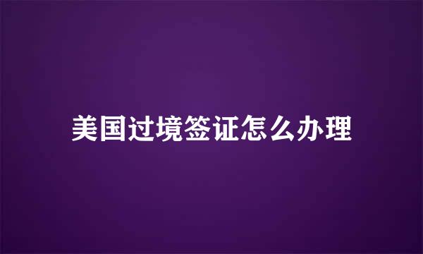 美国过境签证怎么办理