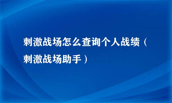 刺激战场怎么查询个人战绩（刺激战场助手）