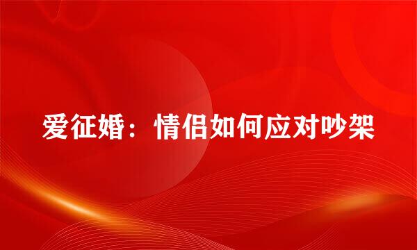爱征婚：情侣如何应对吵架