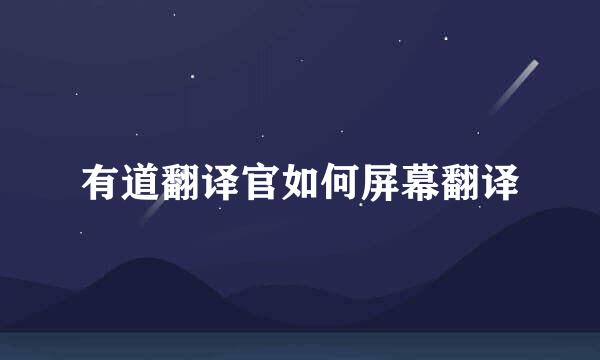 有道翻译官如何屏幕翻译