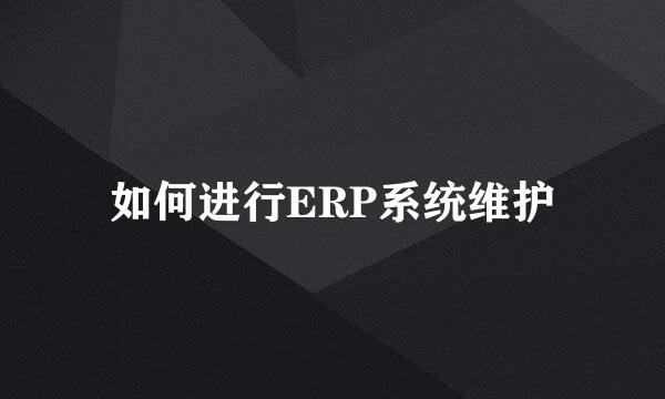 如何进行ERP系统维护