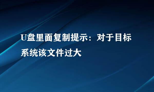 U盘里面复制提示：对于目标系统该文件过大