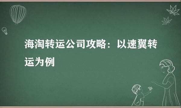海淘转运公司攻略：以速翼转运为例