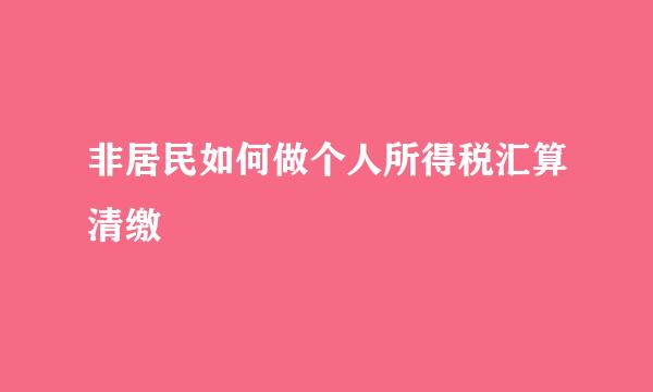 非居民如何做个人所得税汇算清缴