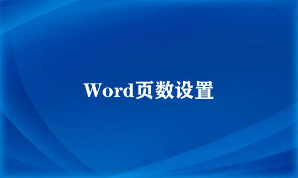 Word页数设置