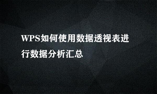 WPS如何使用数据透视表进行数据分析汇总