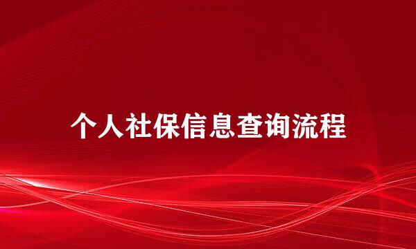 个人社保信息查询流程