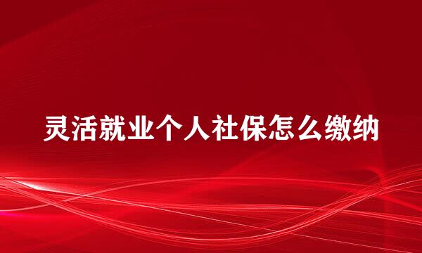 灵活就业个人社保怎么缴纳