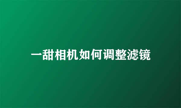 一甜相机如何调整滤镜