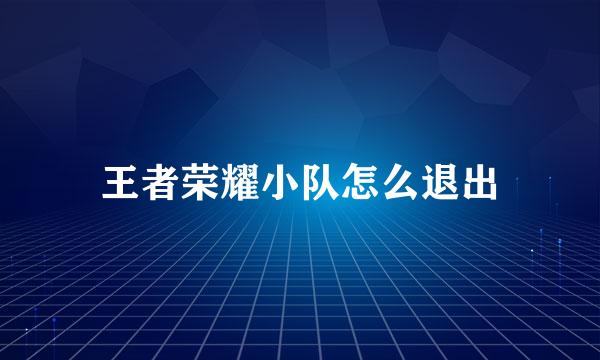 王者荣耀小队怎么退出