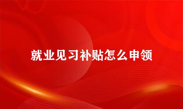 就业见习补贴怎么申领