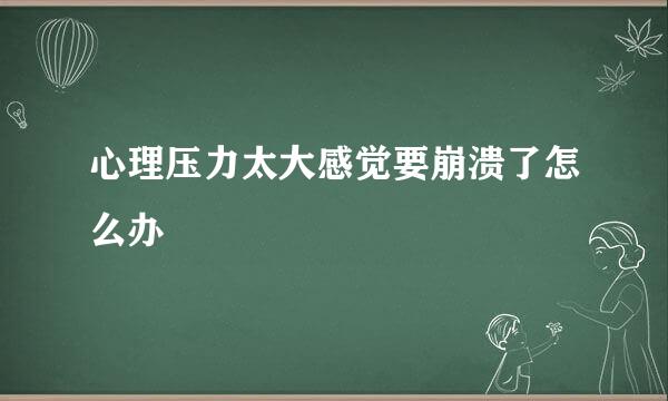 心理压力太大感觉要崩溃了怎么办