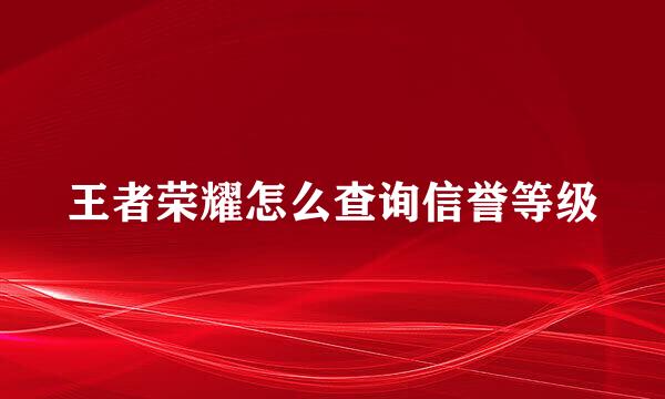 王者荣耀怎么查询信誉等级