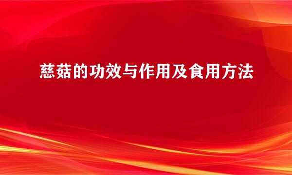慈菇的功效与作用及食用方法