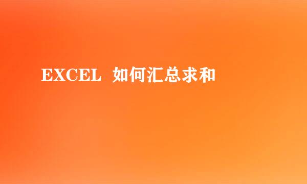 EXCEL  如何汇总求和
