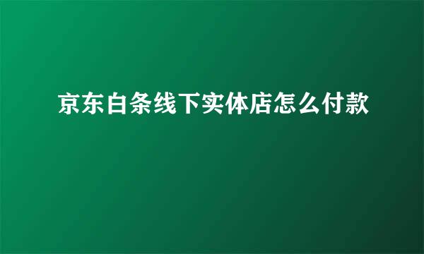 京东白条线下实体店怎么付款