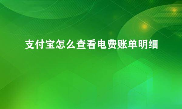 支付宝怎么查看电费账单明细
