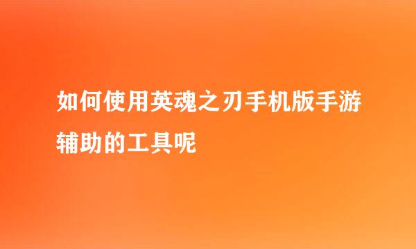 如何使用英魂之刃手机版手游辅助的工具呢