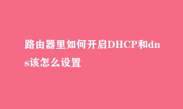 路由器里如何开启DHCP和dns该怎么设置