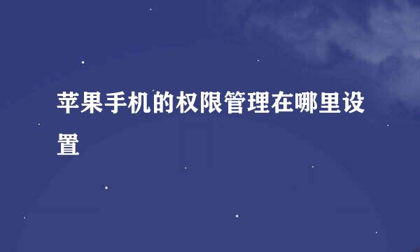 苹果手机的权限管理在哪里设置