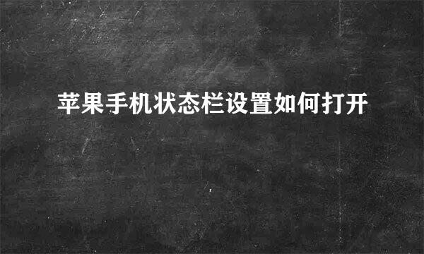 苹果手机状态栏设置如何打开