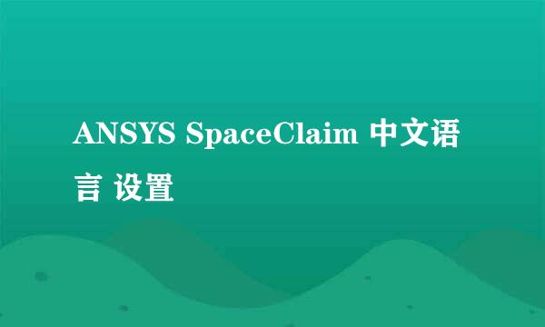 ANSYS SpaceClaim 中文语言 设置