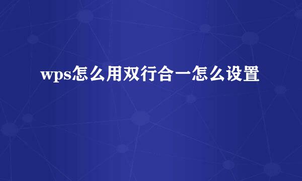 wps怎么用双行合一怎么设置
