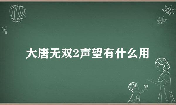 大唐无双2声望有什么用
