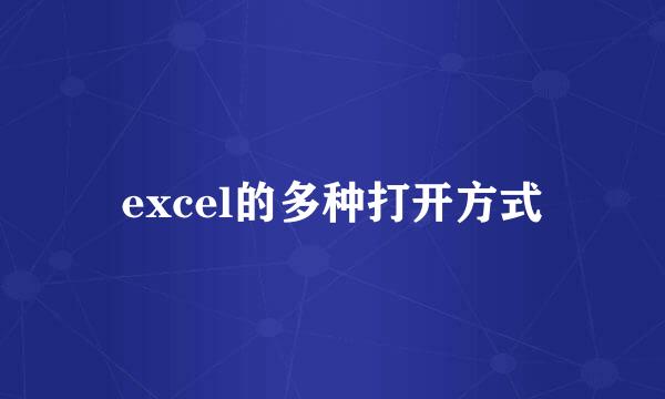 excel的多种打开方式