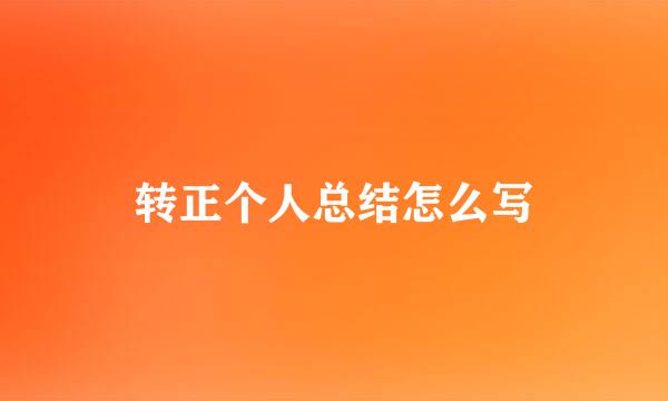 转正个人总结怎么写
