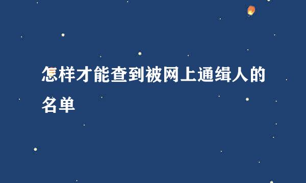 怎样才能查到被网上通缉人的名单