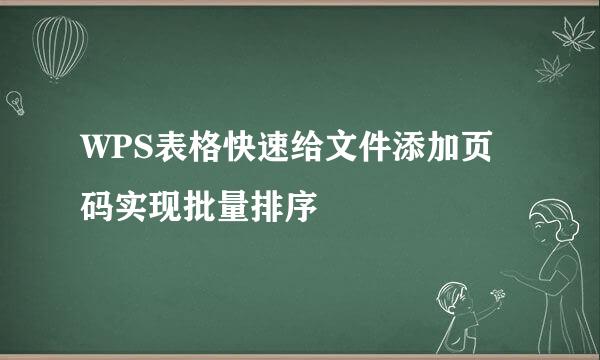 WPS表格快速给文件添加页码实现批量排序