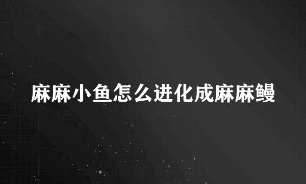 麻麻小鱼怎么进化成麻麻鳗
