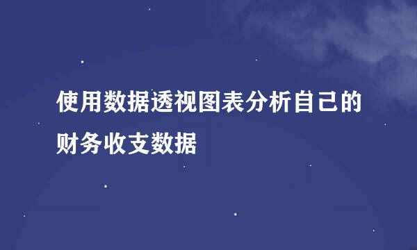 使用数据透视图表分析自己的财务收支数据
