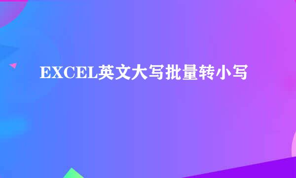 EXCEL英文大写批量转小写