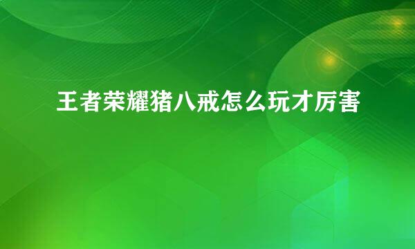 王者荣耀猪八戒怎么玩才厉害