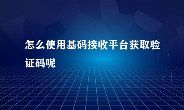 怎么使用基码接收平台获取验证码呢