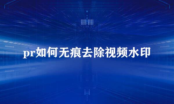 pr如何无痕去除视频水印