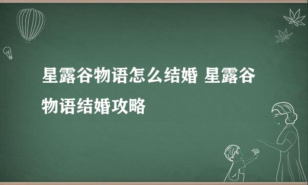 星露谷物语怎么结婚 星露谷物语结婚攻略