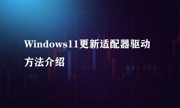 Windows11更新适配器驱动方法介绍