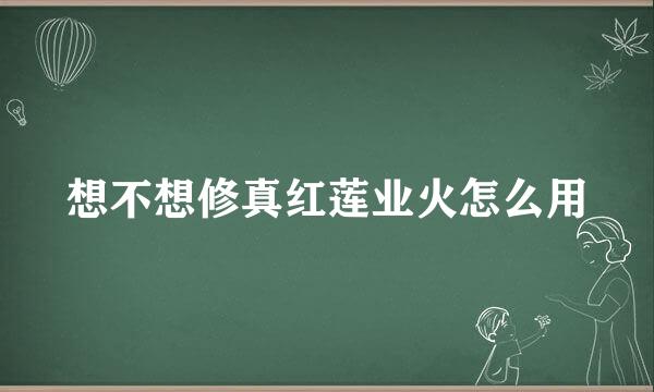 想不想修真红莲业火怎么用