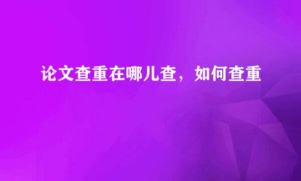 论文查重在哪儿查，如何查重