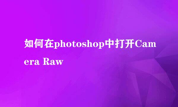 如何在photoshop中打开Camera Raw