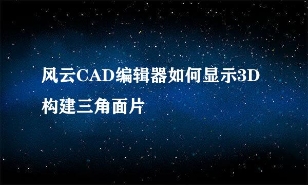 风云CAD编辑器如何显示3D构建三角面片