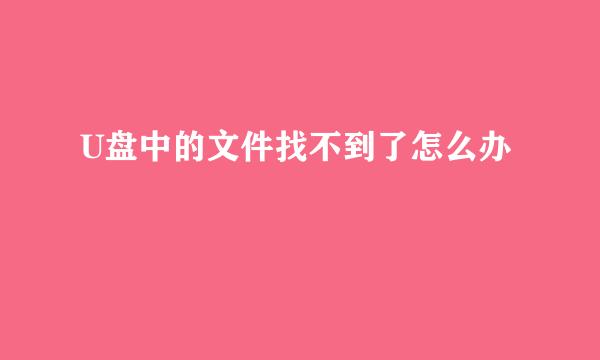U盘中的文件找不到了怎么办