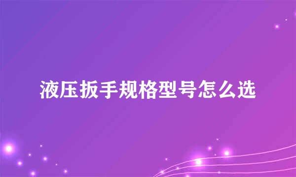 液压扳手规格型号怎么选