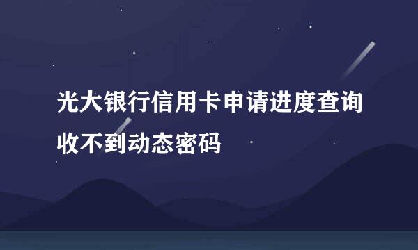光大银行信用卡申请进度查询收不到动态密码
