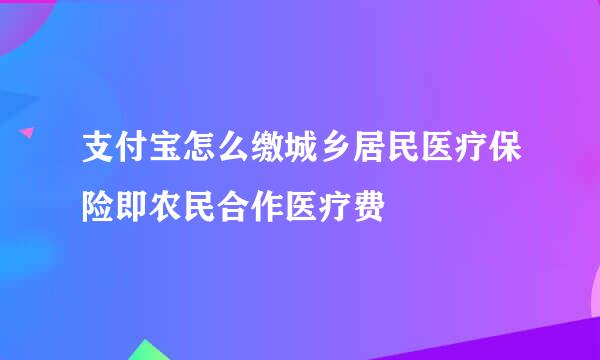 支付宝怎么缴城乡居民医疗保险即农民合作医疗费