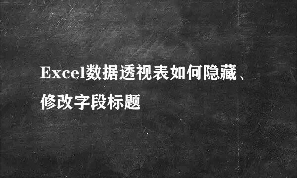 Excel数据透视表如何隐藏、修改字段标题